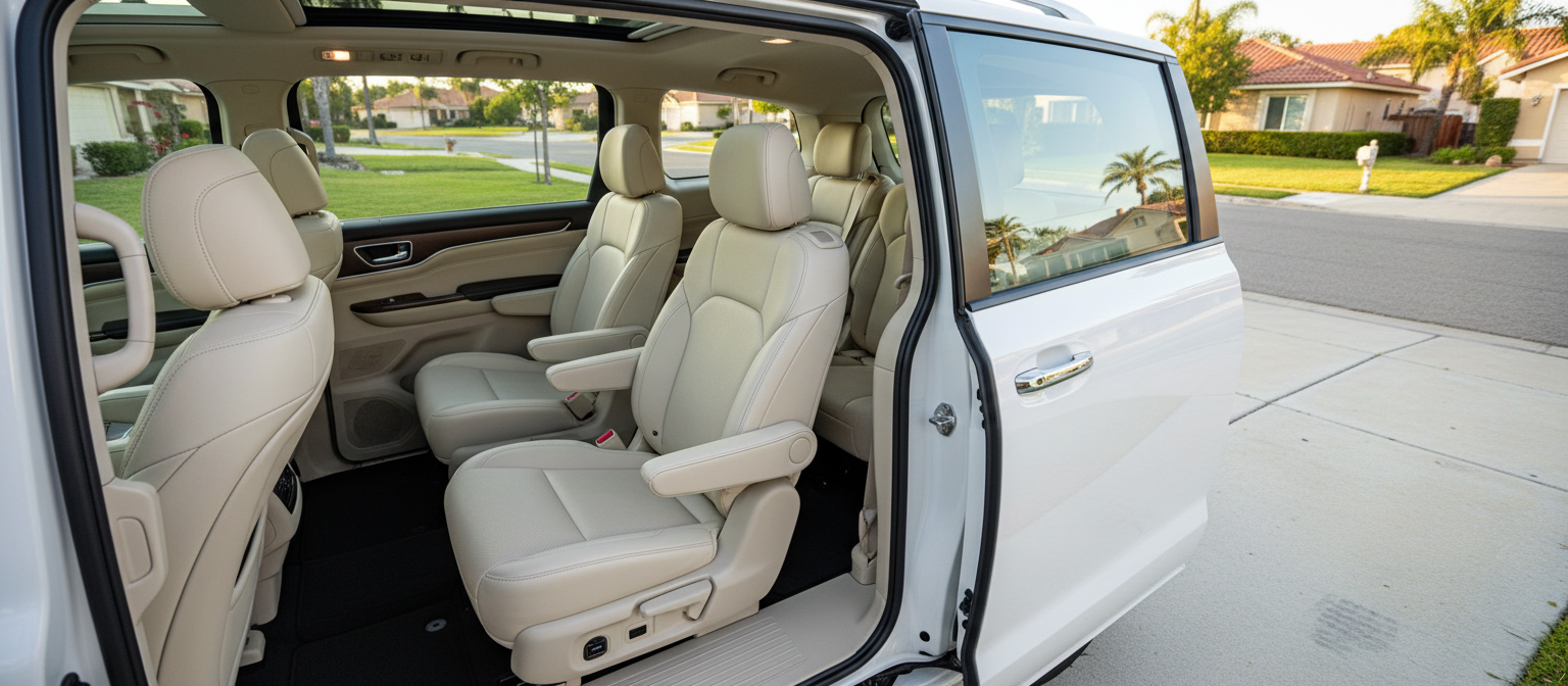 Chrysler Pacifica vs Honda Odyssey seating for Hemet carpools at Hemet Auto Mall.