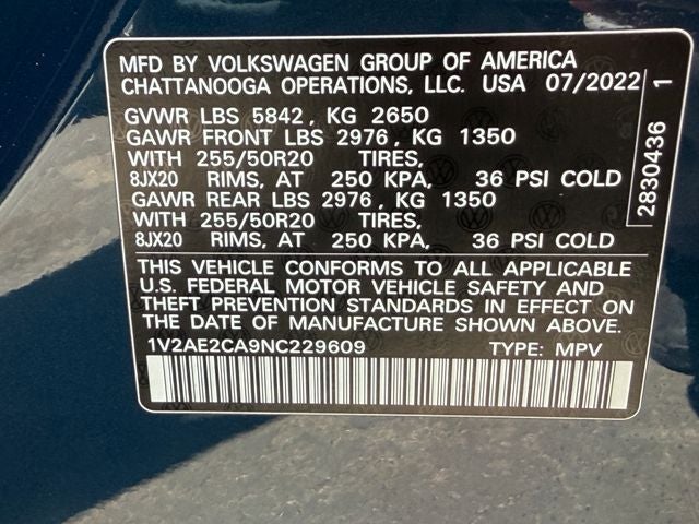 2022 Volkswagen Atlas Cross Sport 3.6L V6 SEL R-Line