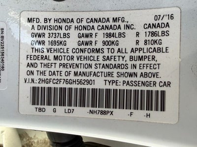 2016 Honda Civic EX