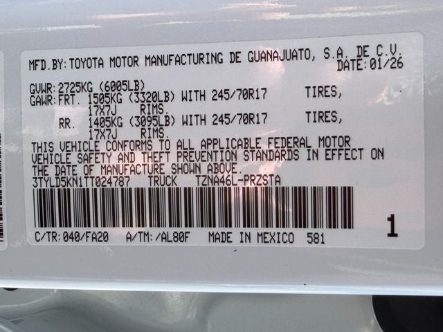2026 Toyota Tacoma SR