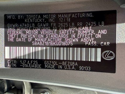 2019 Lexus ES 350 F Sport