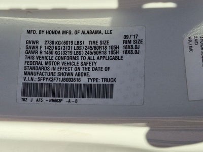 2018 Honda Ridgeline RTL-E