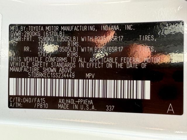 2025 Toyota Sienna LE 8 Passenger
