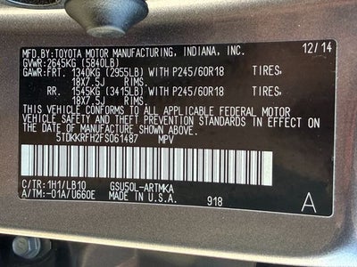 2015 Toyota HIGHLANDER XLE V6