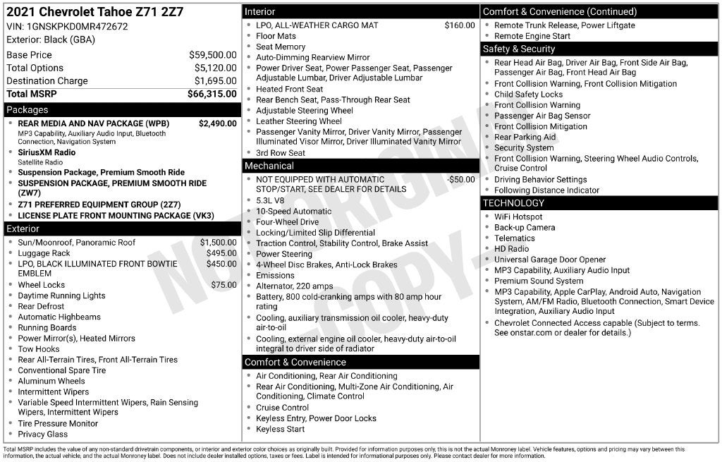 2021 Chevrolet Tahoe Z71