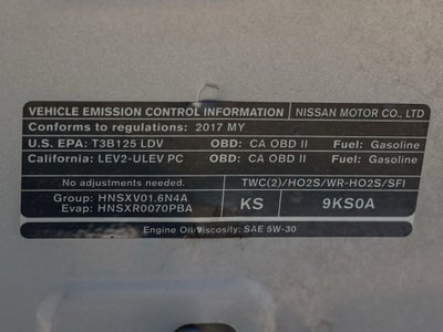 2017 Nissan Versa 1.6 S Plus