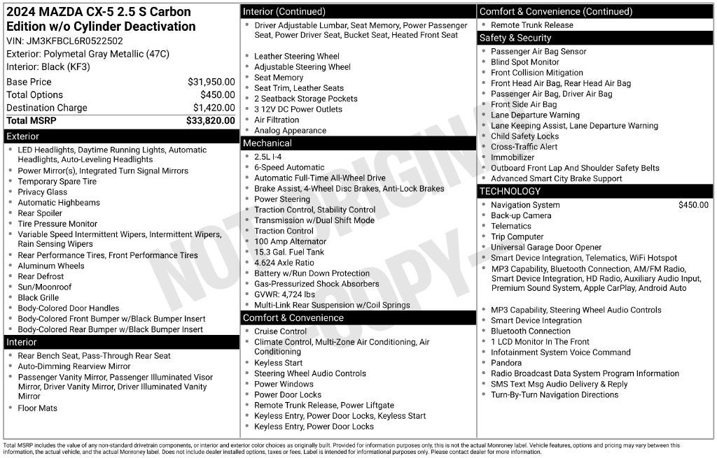 2024 Mazda Mazda CX-5 2.5 S Carbon Edition