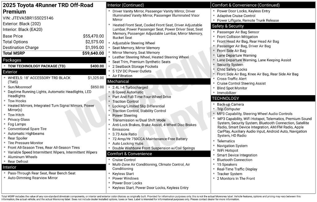 2025 Toyota 4Runner TRD Off-Road Premium