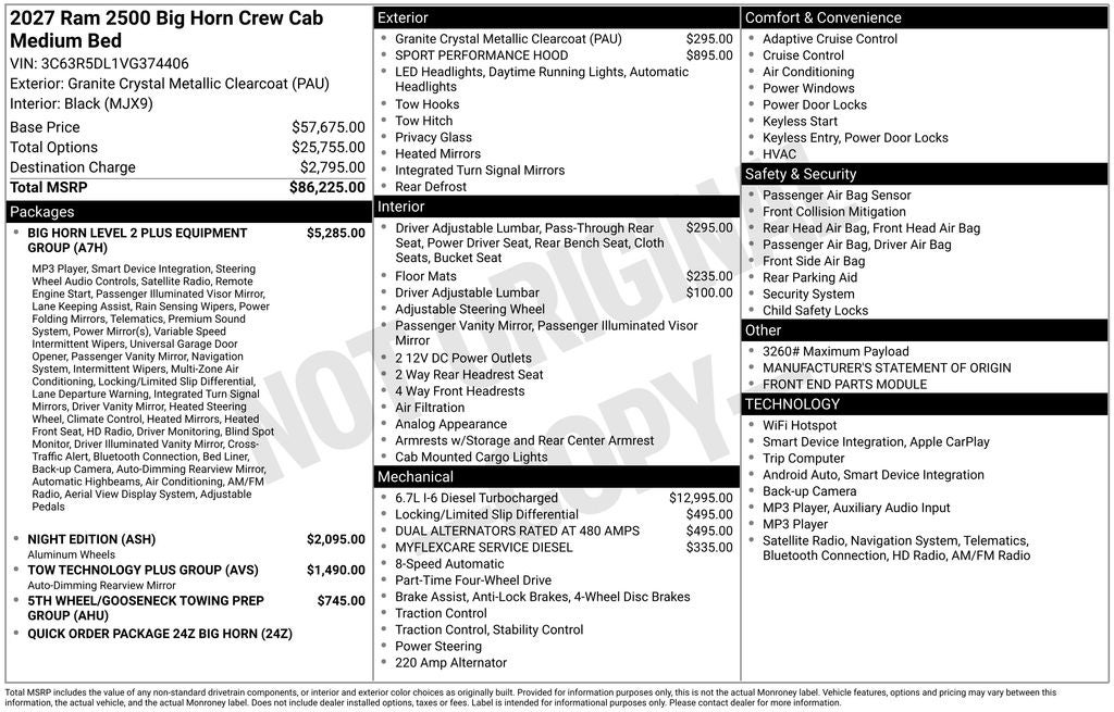 2027 RAM 2500 Big Horn Night Edition