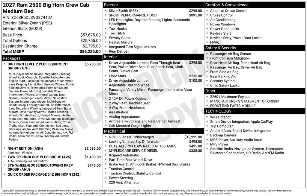 2027 RAM 2500 Big Horn Night Edition
