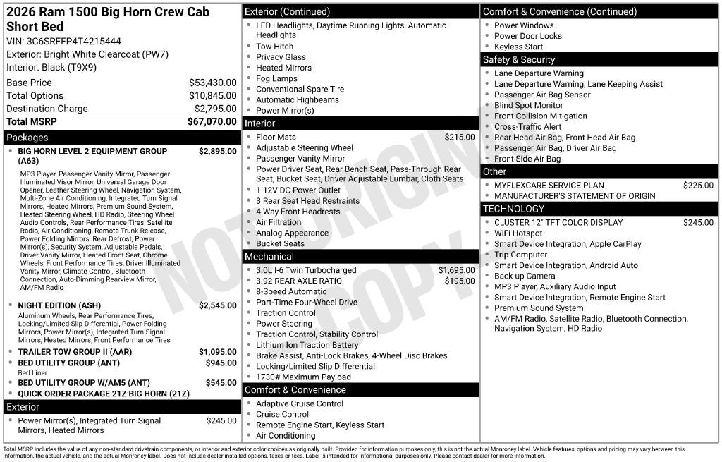 2026 RAM 1500 Big Horn Night Edition
