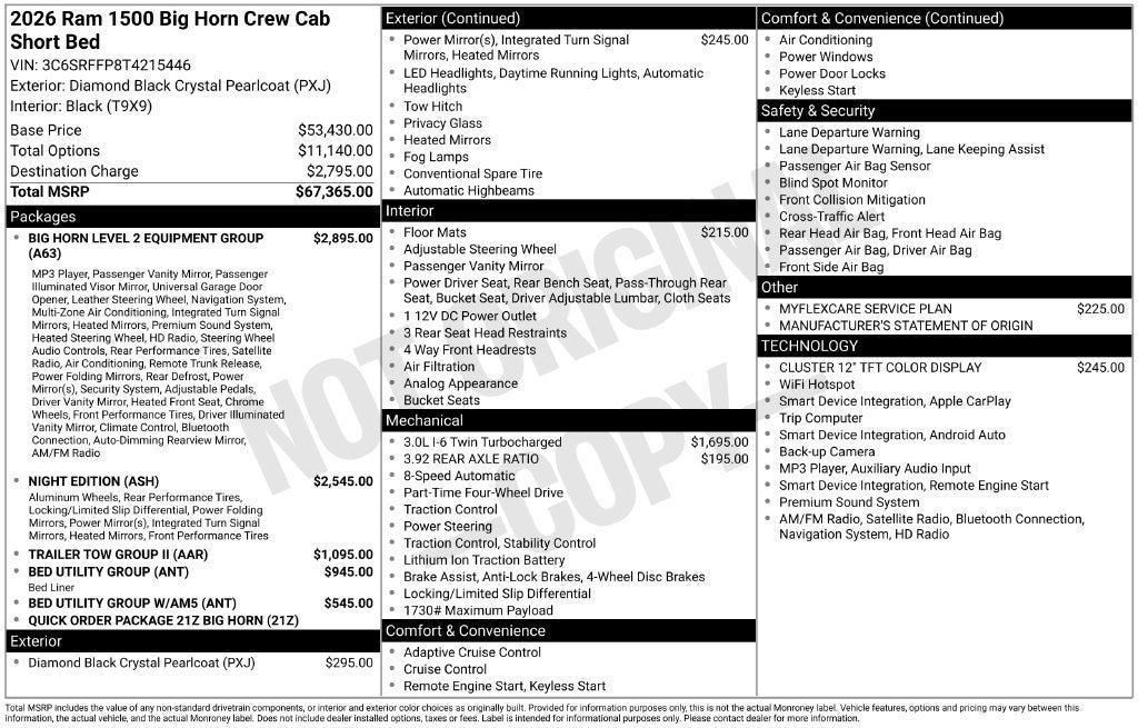 2026 RAM 1500 Big Horn Night Edition